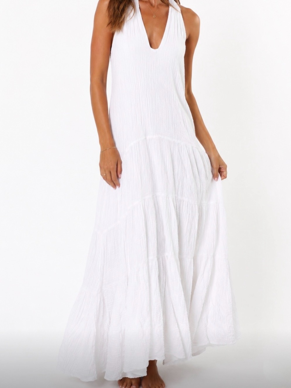 Billy J Halter Neck Maxi Dress - White